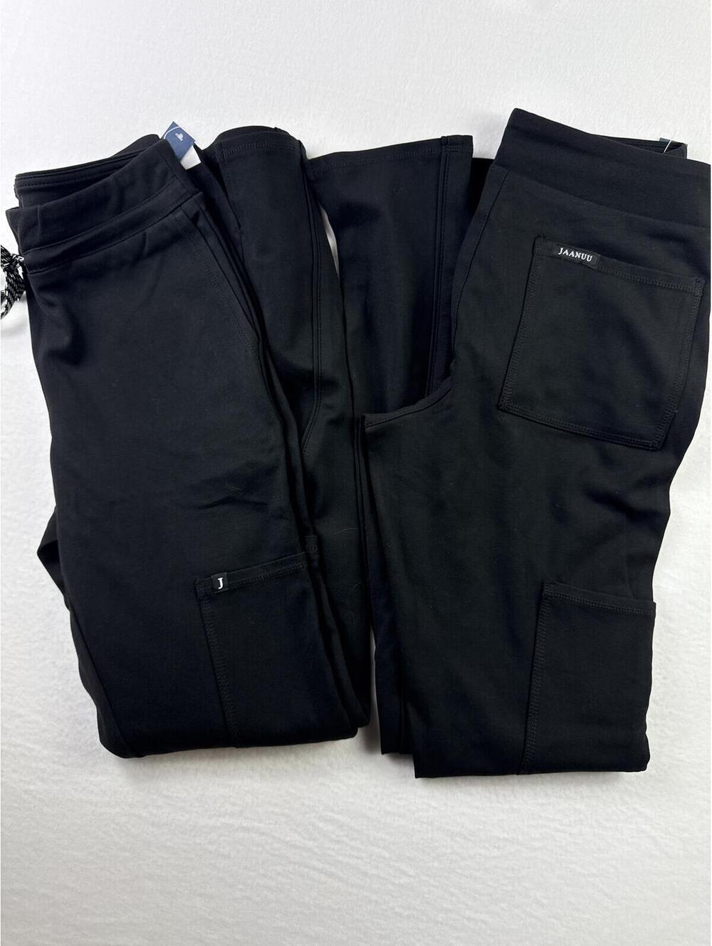 2 Jaanuu Black Drawstring Cargo Jogger Scrub Pants